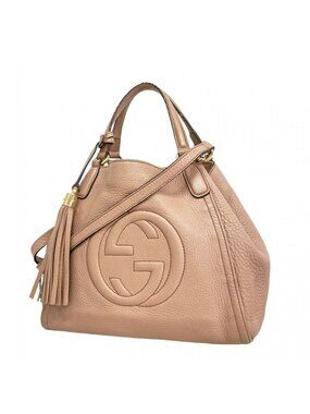 Gucci Handbag Soho Leather Pink Beige Champagne Gold 2-Way Bag